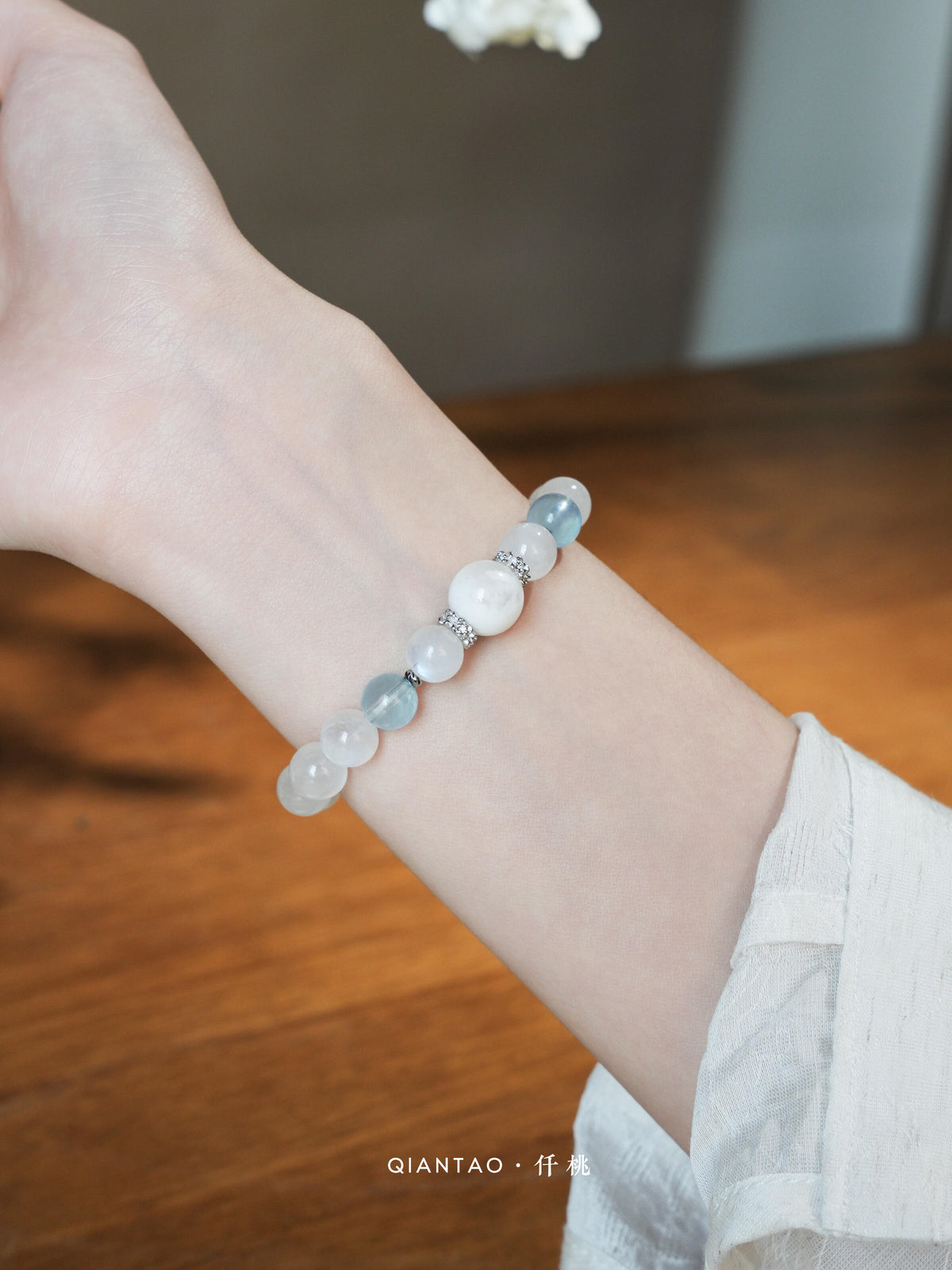 Moonlit Snow Aquamarine Bracelet