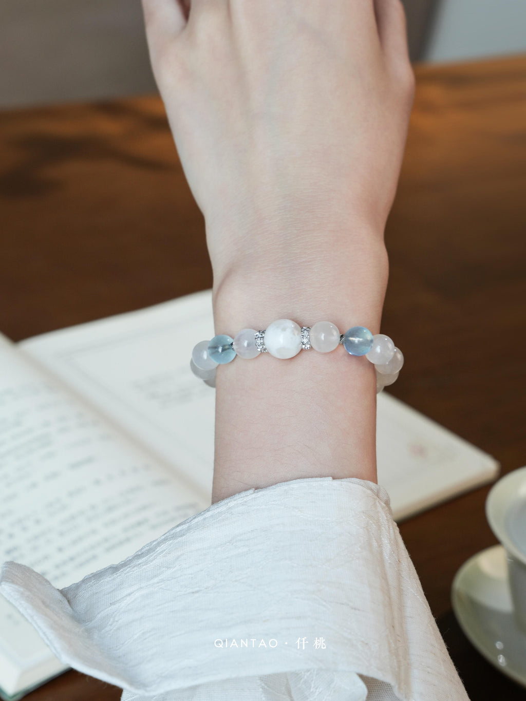 Moonlit Snow Aquamarine Bracelet