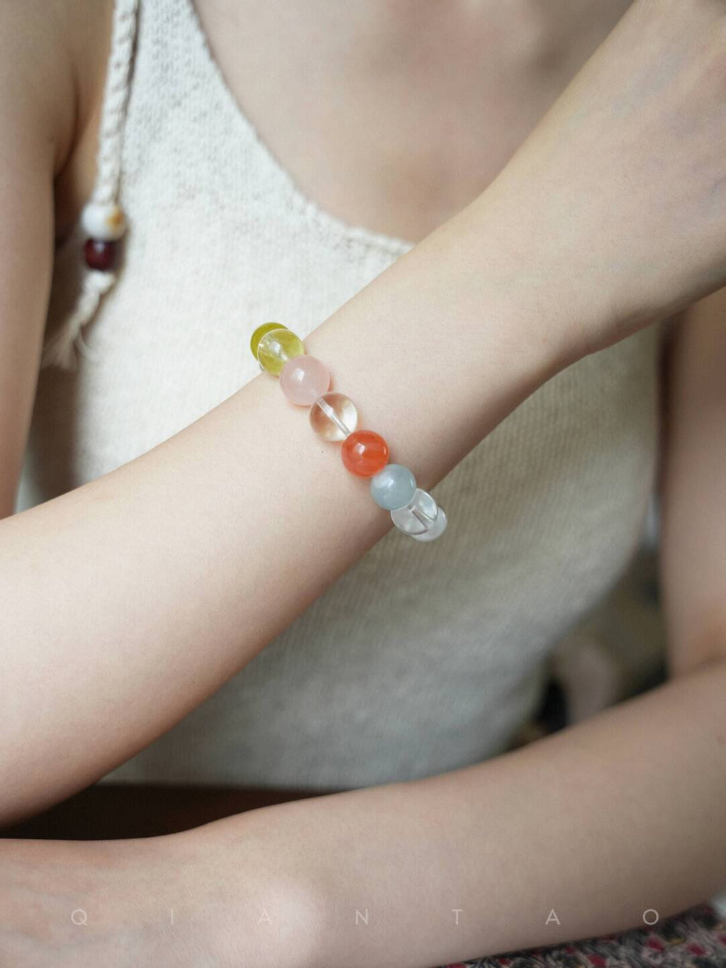 Peach Blossom Rose Quartz Bracelet