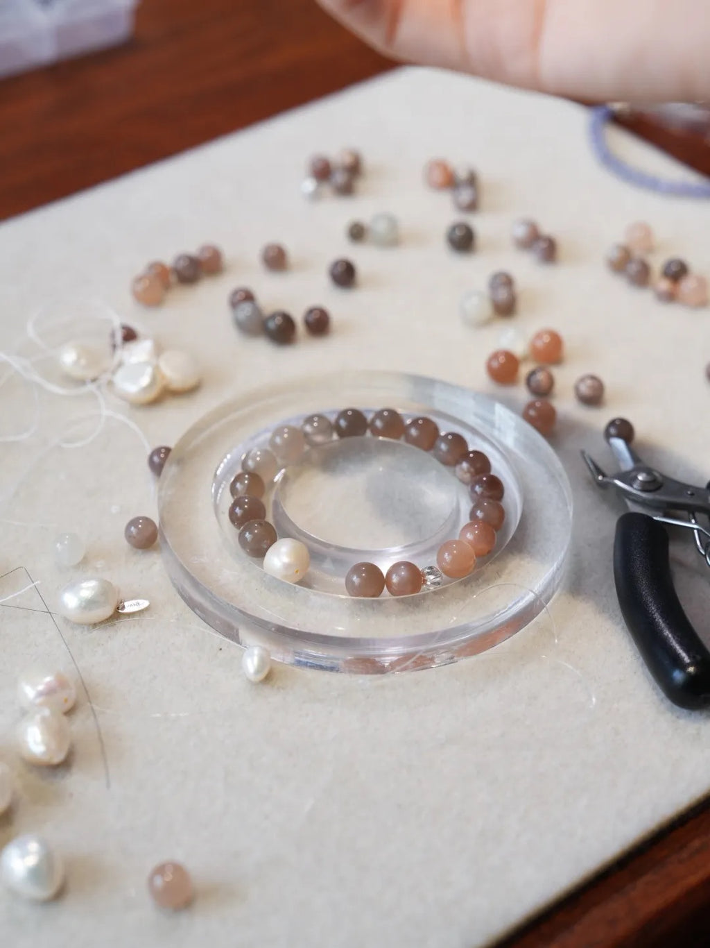 Elara Grey Quartz Pearl Energy Bracelet
