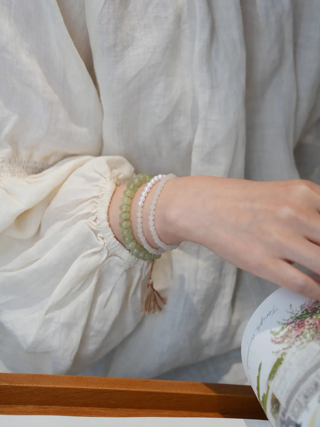 Seren Prehnite Tassel Energy Bracelet