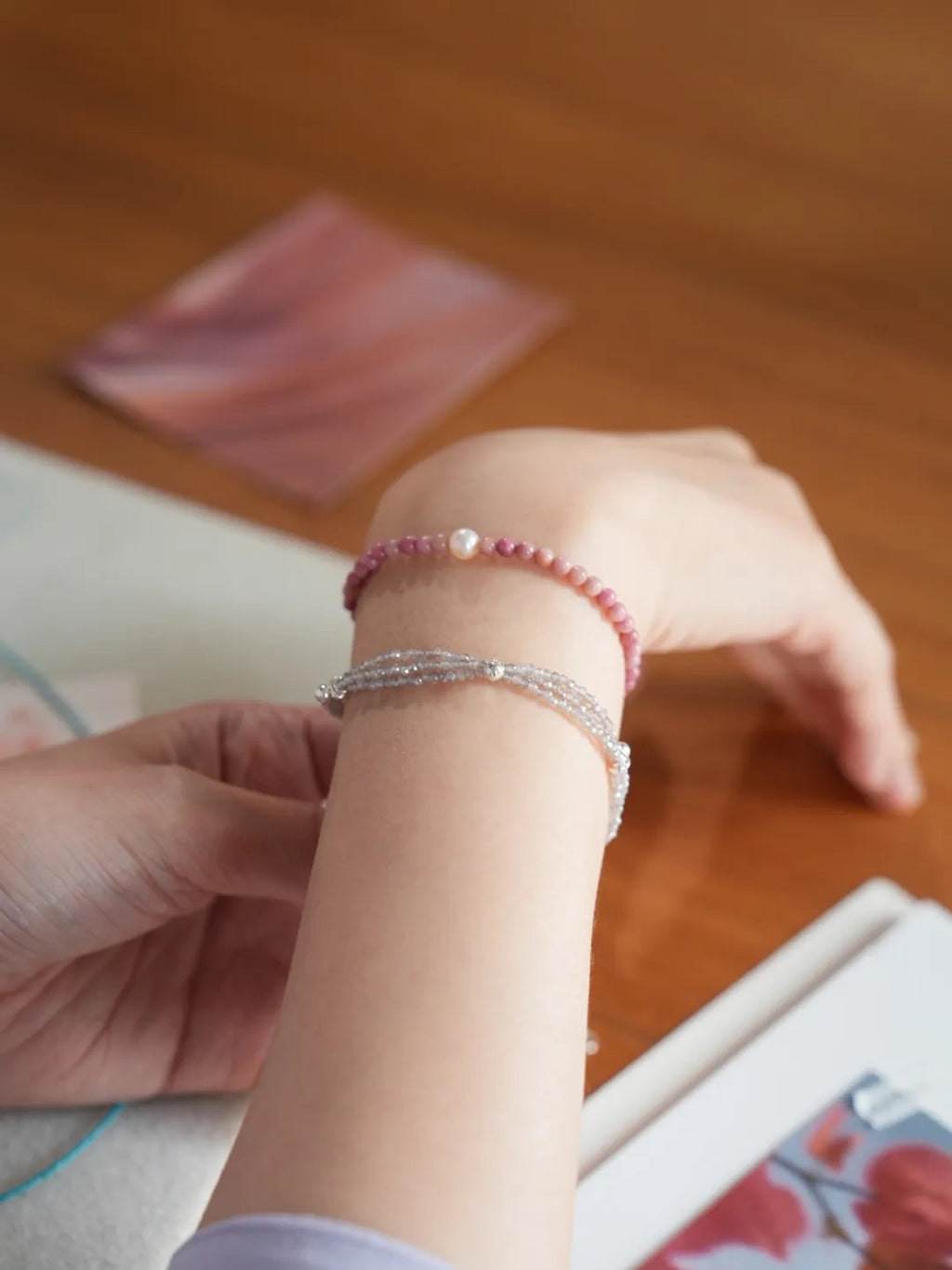 Amara Rhodochrosite Pearl Energy Bracelet