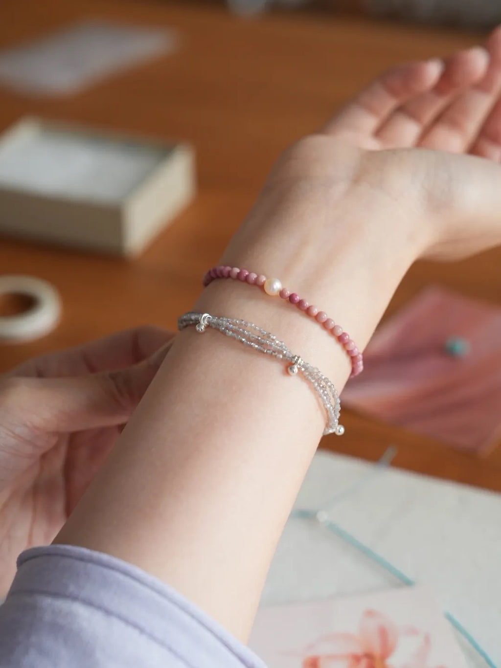 Amara Rhodochrosite Pearl Energy Bracelet
