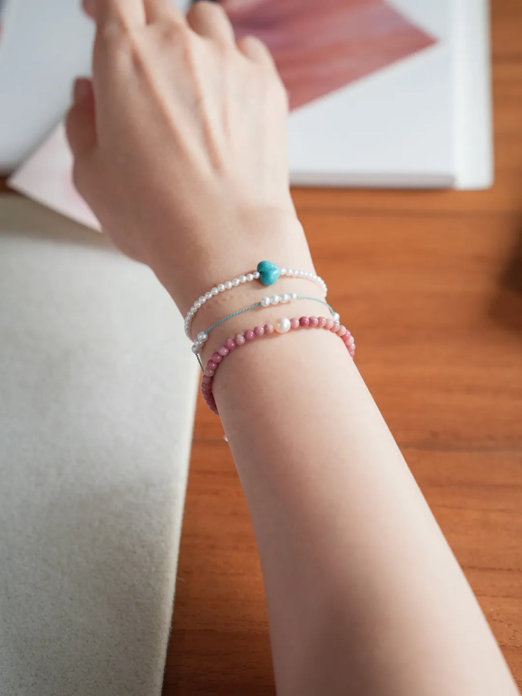 Amara Rhodochrosite Pearl Energy Bracelet
