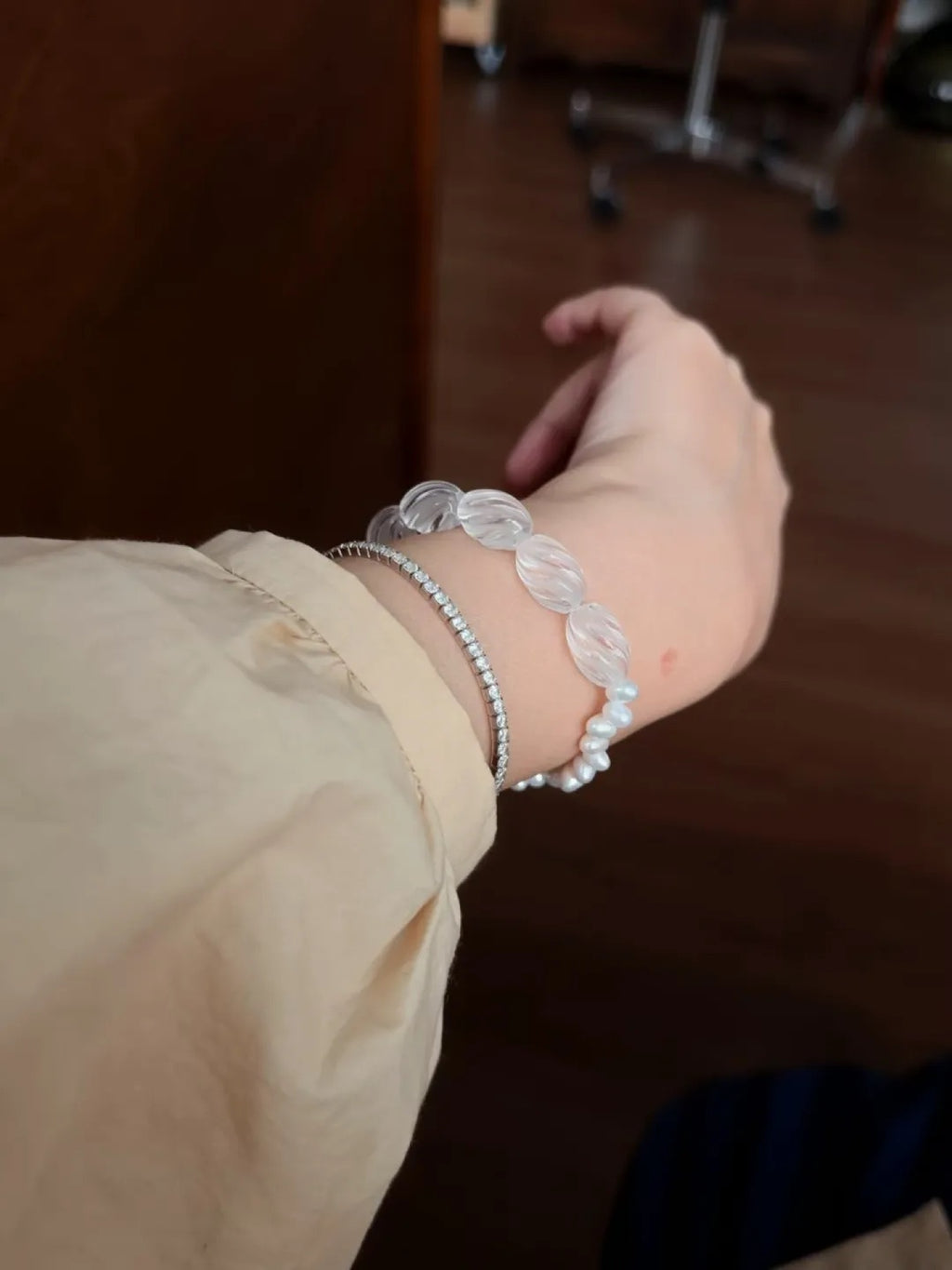 Lumira Clear Quartz Pearl Energy Bracelet