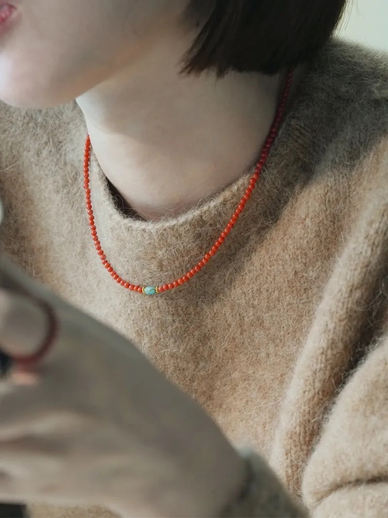 Sienna Red Agate Turquoise Necklace