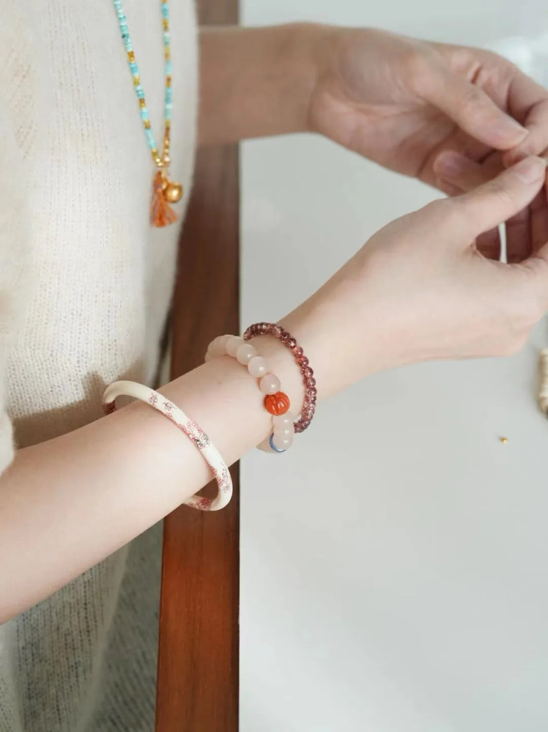 Roselle Pink Chalcedony Energy Bracelet