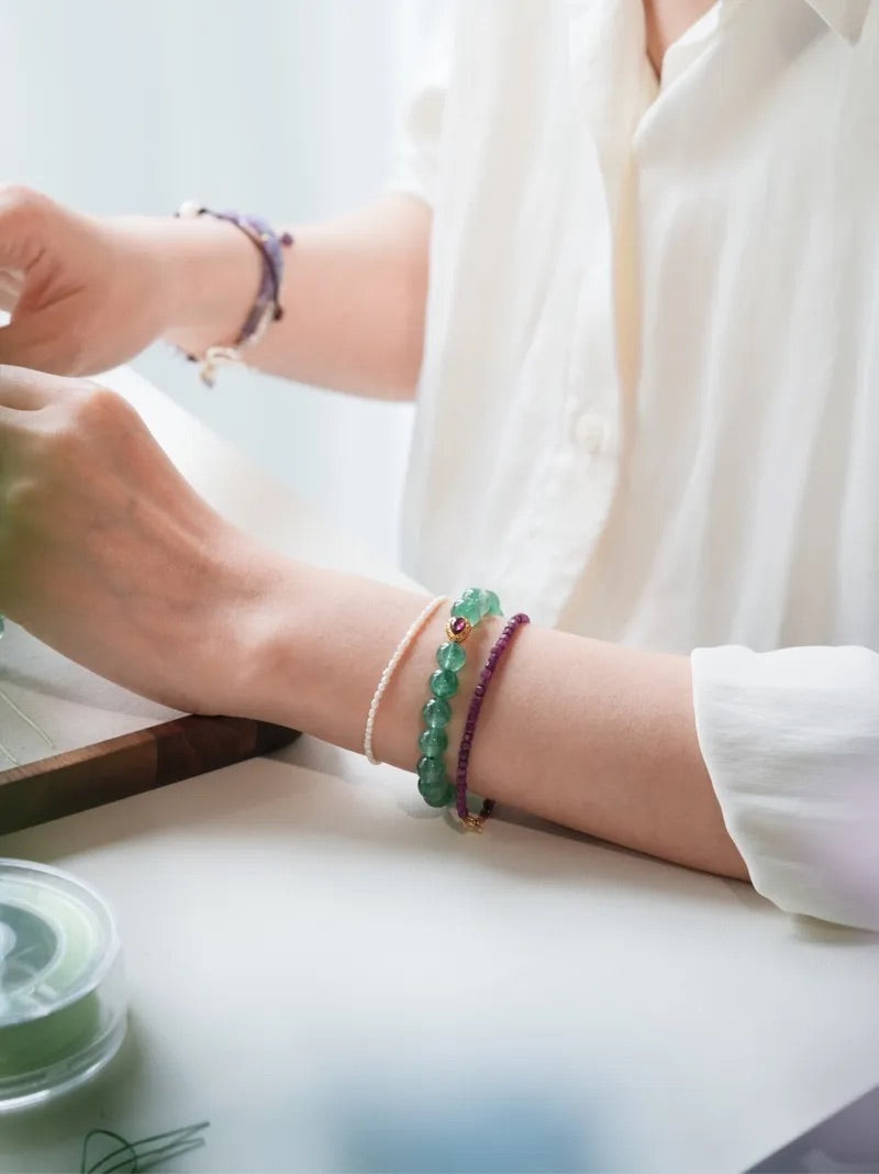 Sylvie Green Strawberry Quartz Energy Bracelet