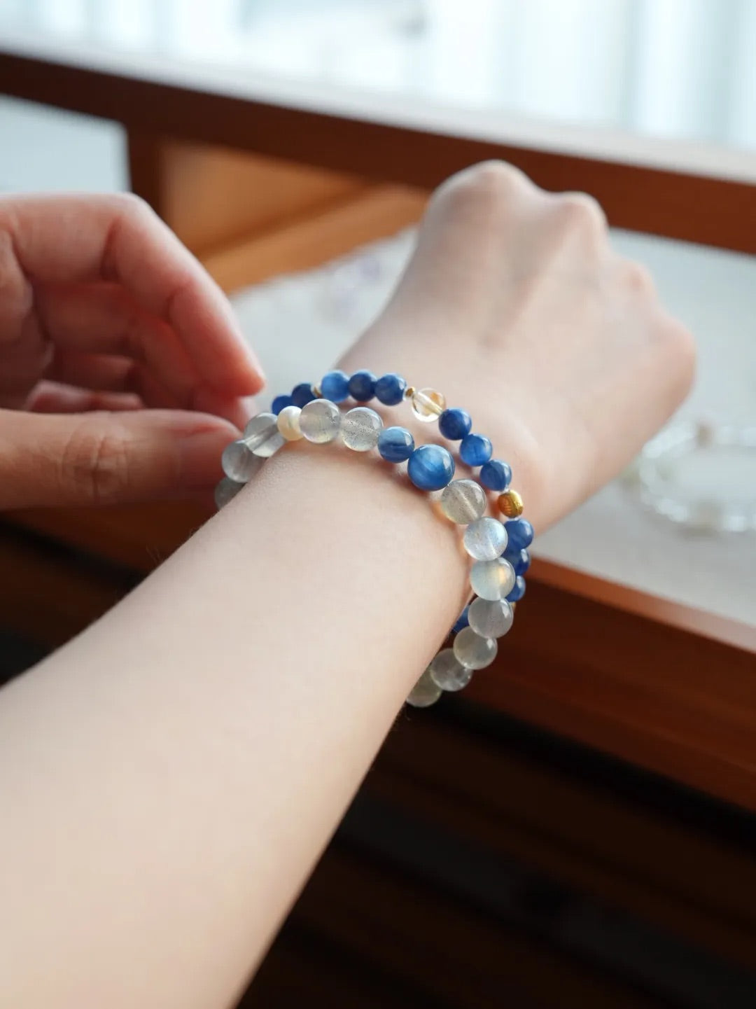Selene Grey Moonstone Kyanite Energy Bracelet