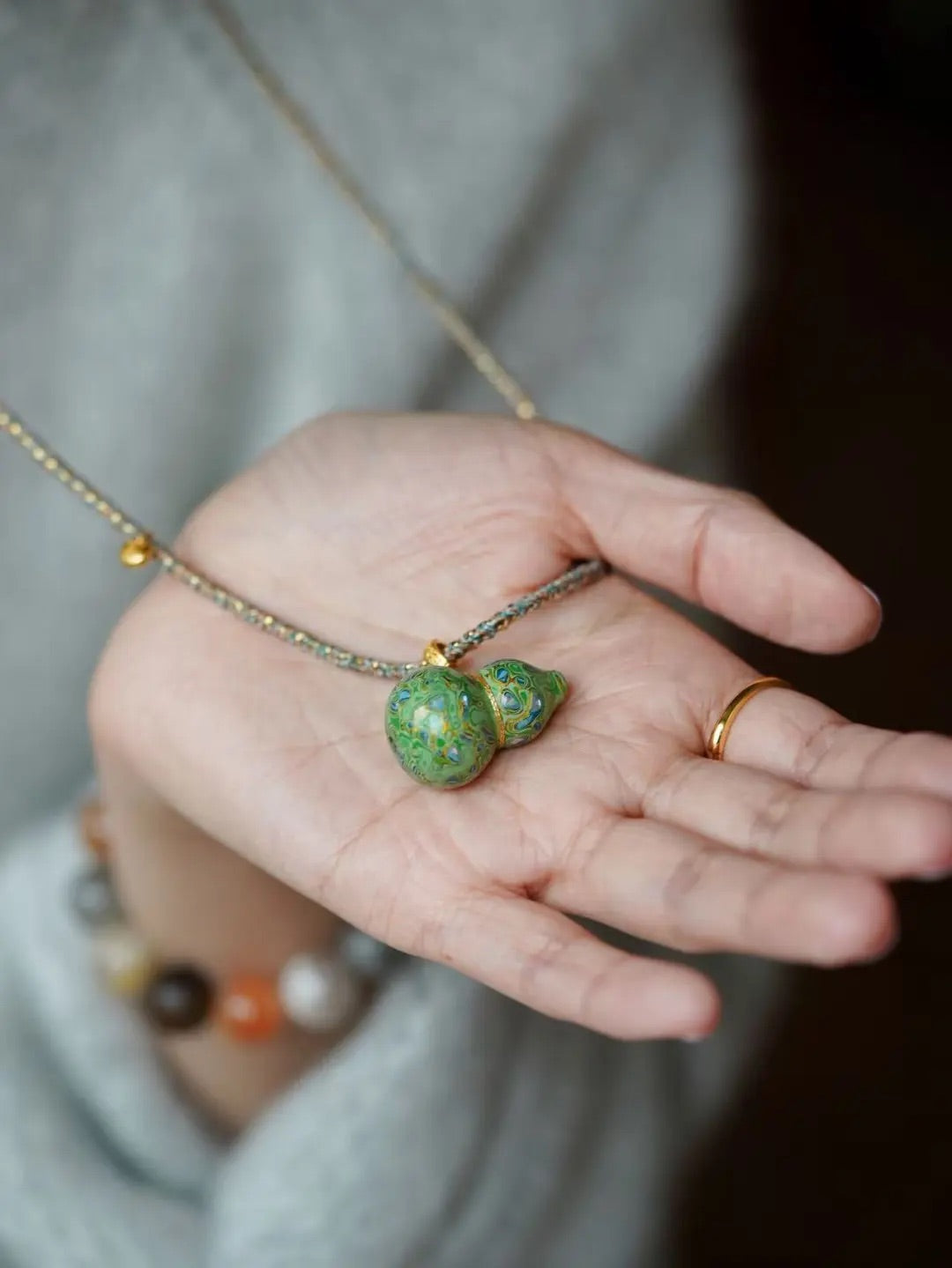 Amara Lacquer Gourd Charm Necklace