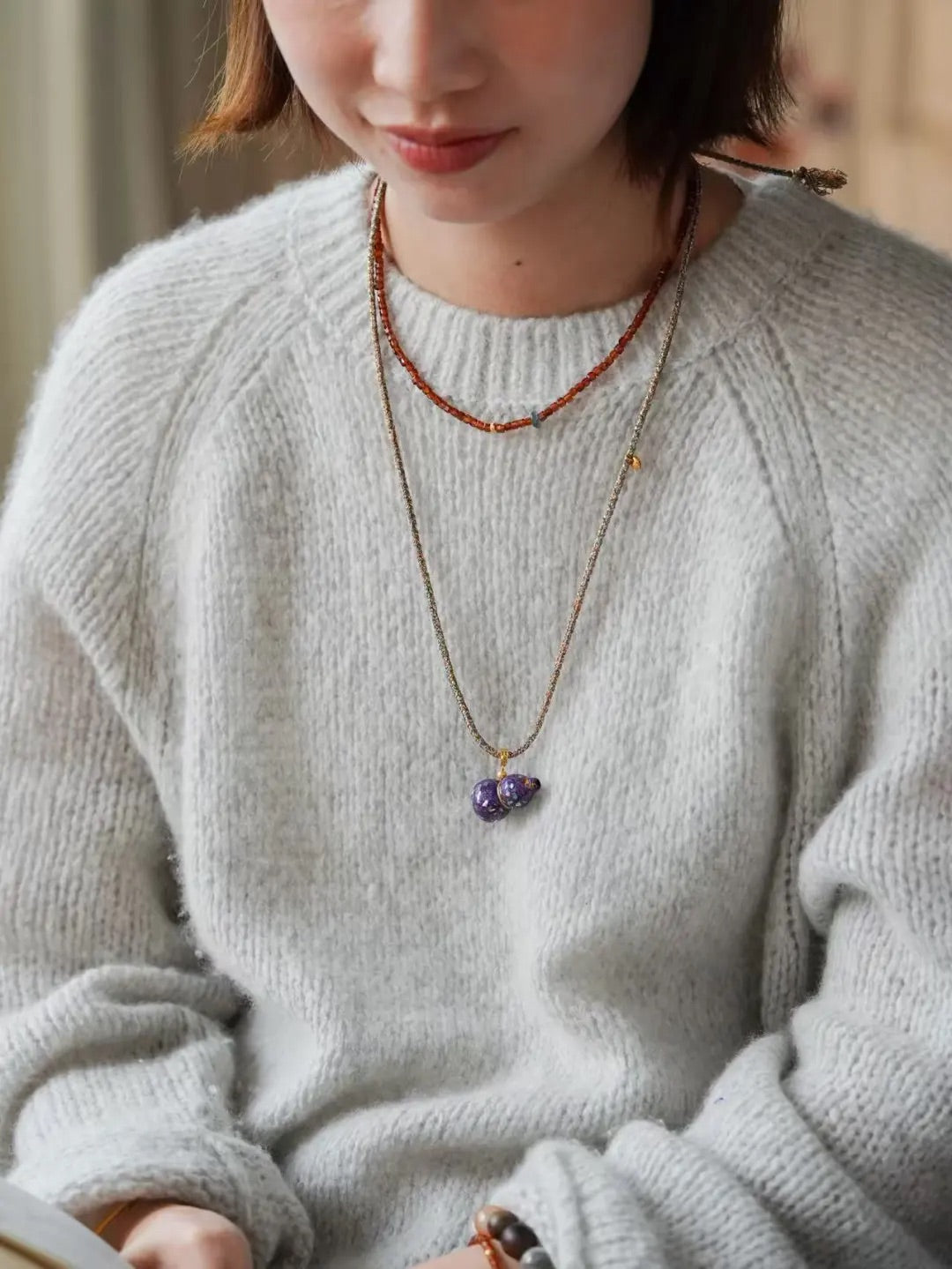 Amara Lacquer Gourd Charm Necklace