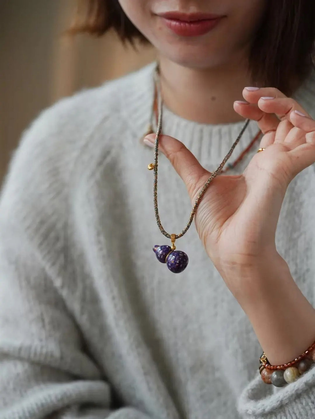Amara Lacquer Gourd Charm Necklace