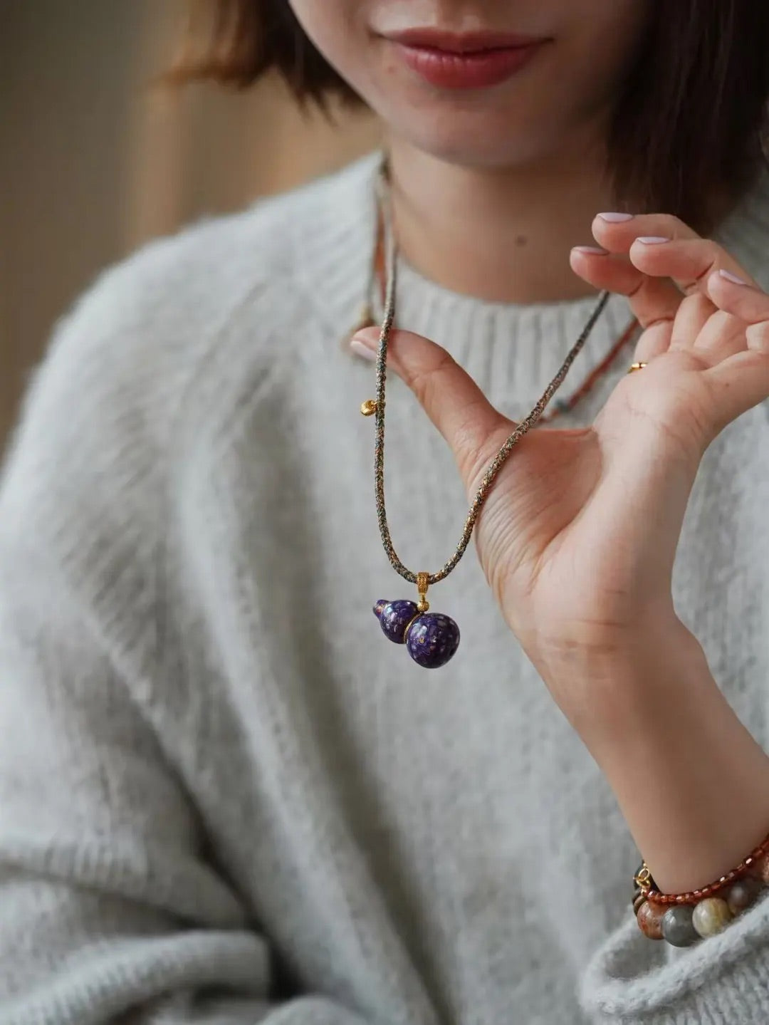 Amara Lacquer Gourd Charm Necklace