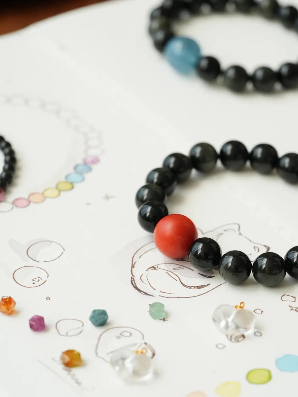 Eclipse Obsidian Aquamarine Energy Bracelet