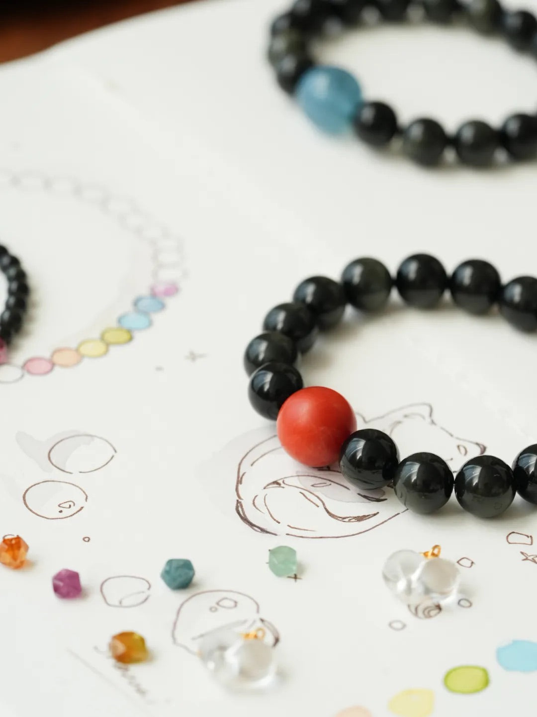 Eclipse Obsidian Aquamarine Energy Bracelet