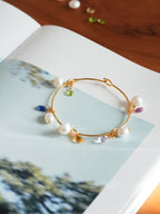 Inner Light Multi-Gem Pearl Bangle